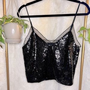 🥀 Black Sequin Crop Cami Top 🥀